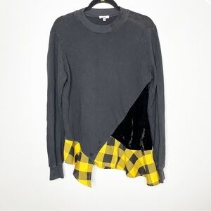 CLU Mailley Mix Media Black Yellow Crew Sweater Size XS